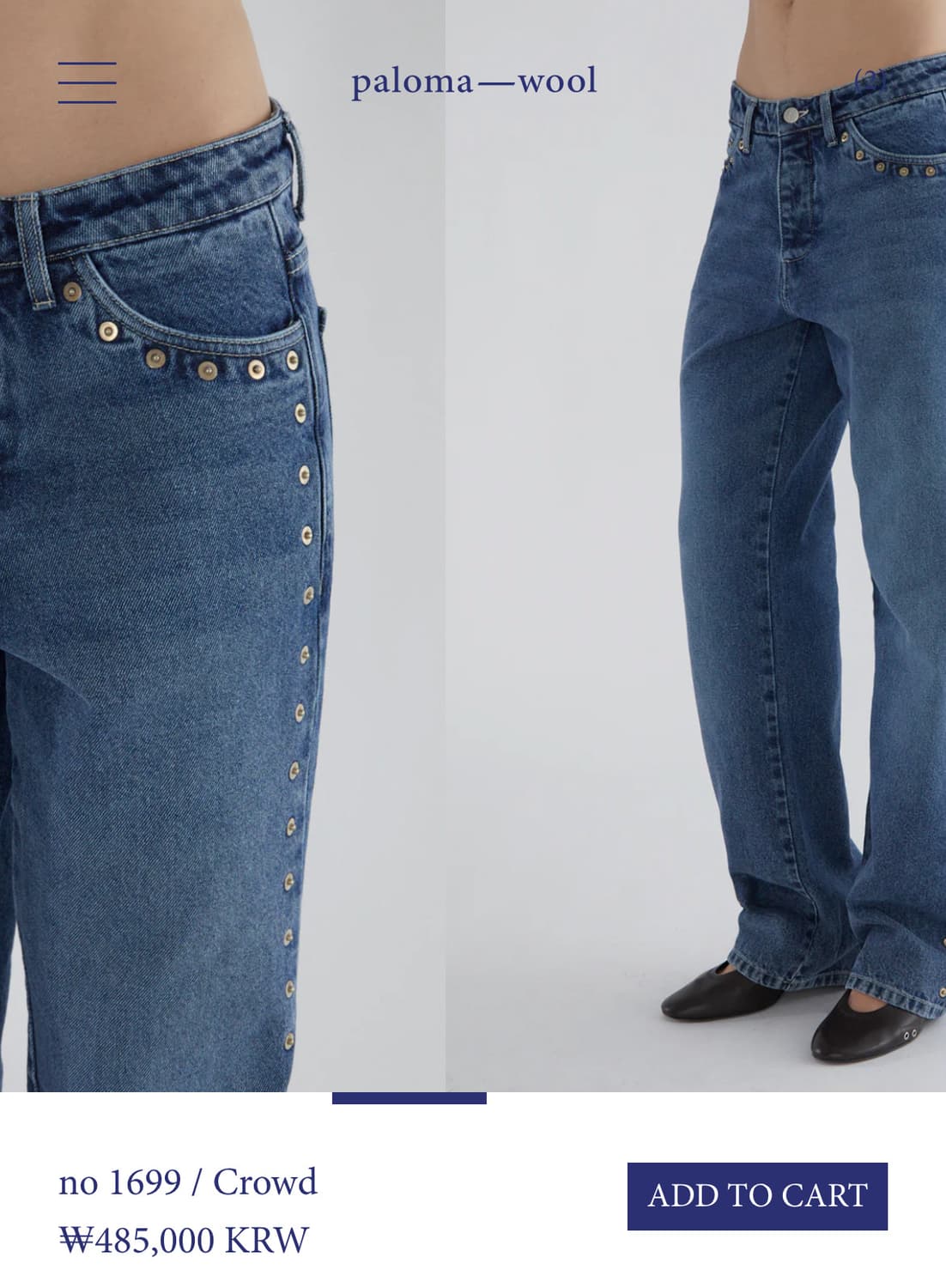 [34,36,38]팔로마울 Crowd 스터드 데님팬츠/블루 상품이미지8