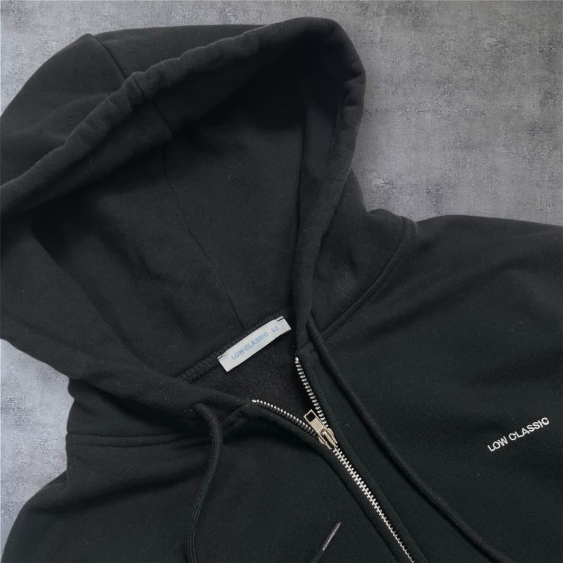 로우클래식 Low classic 블랙 기모 후드집업 M 상품이미지2