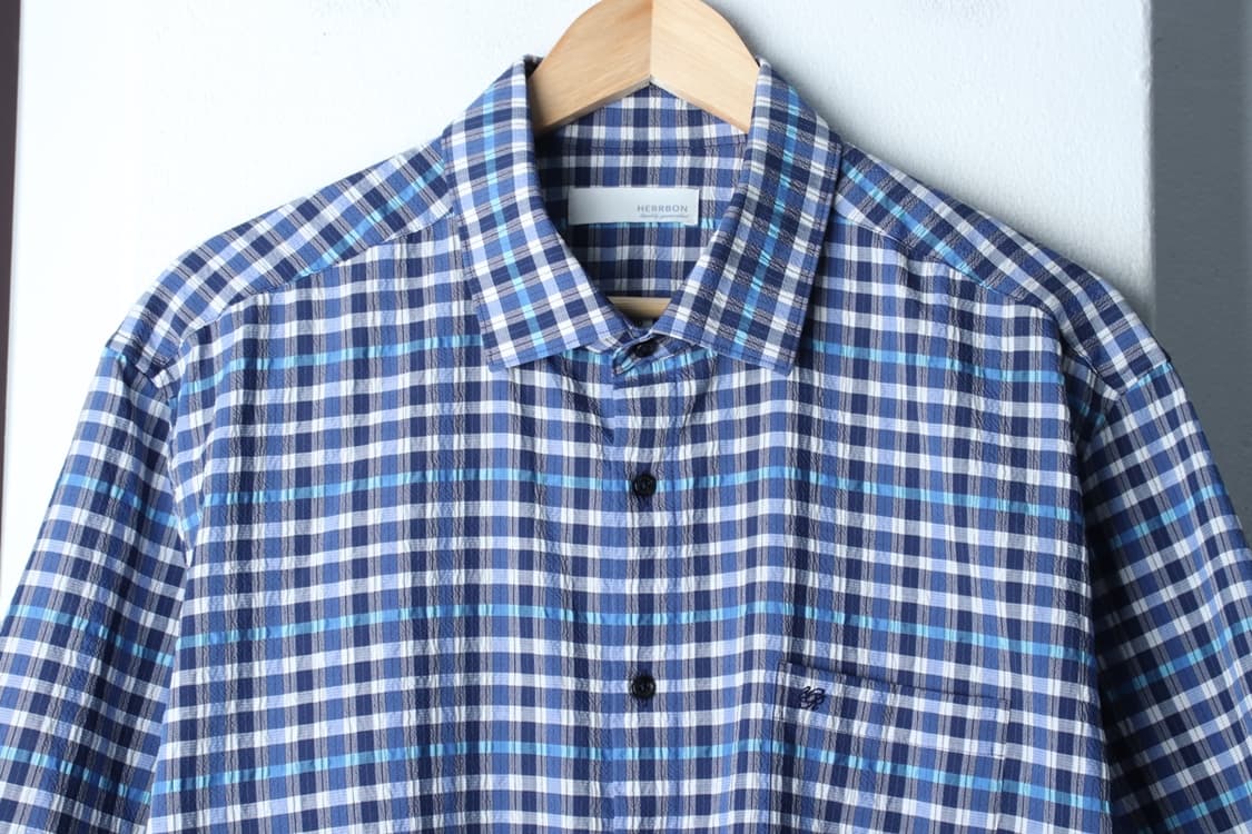 (2XL) 에르본 반팔 카라 티셔츠 셔츠 남방 빅사이즈 체크-H32209 상품이미지3