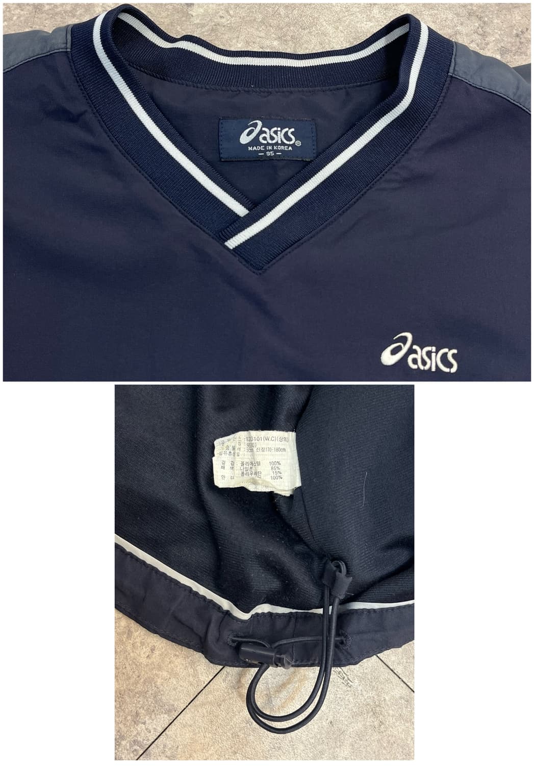 아식스 브이넥 웜업 네이비 95 #csz3648 상품이미지3