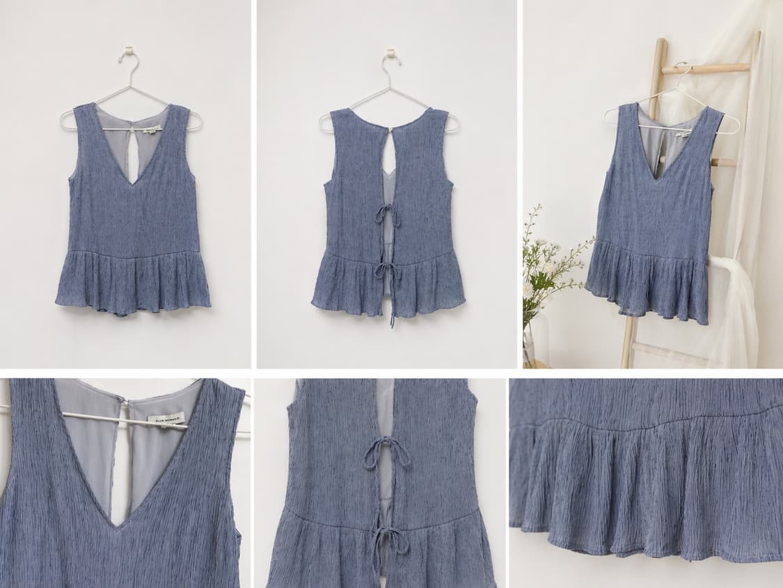 빈티지 트임 리본 나시탑 슬리브리스 상품이미지2