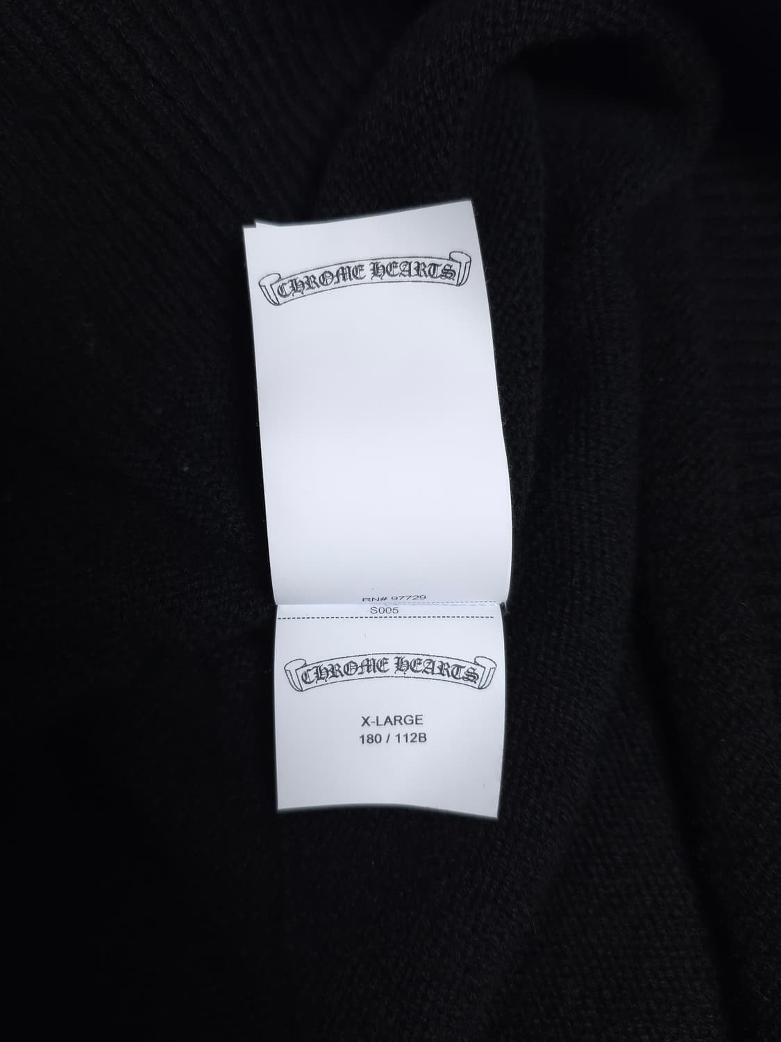 [XL] 크롬하츠 레더패치 캐시미어 후드 블랙 상품이미지9