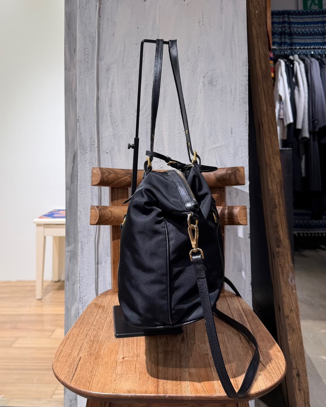 프라다 블랙 포코노 나일론 사피아노 쇼퍼백 상품이미지5