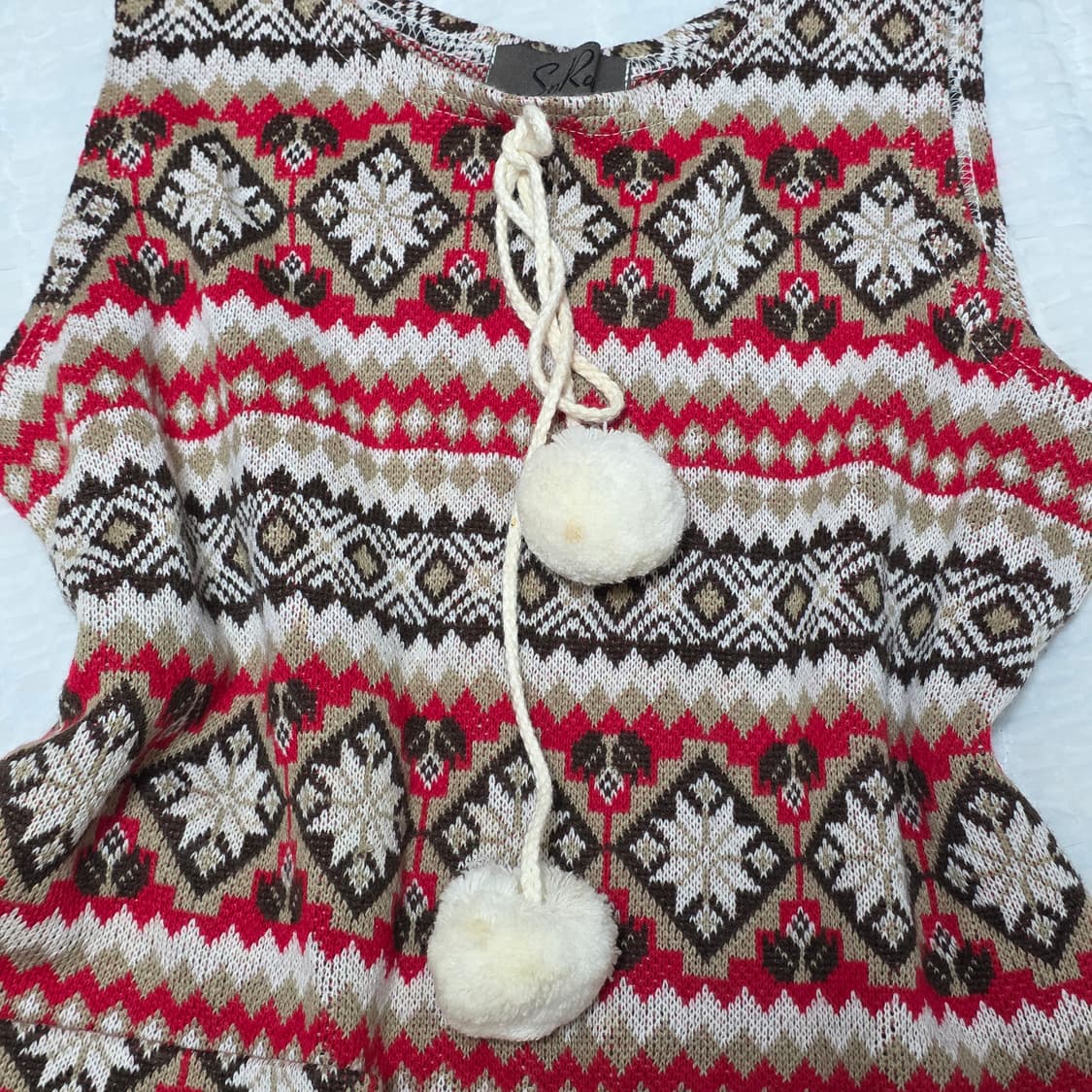 크리스마스 겨울패턴니트st 폼폼이 레이어드원피스 상품이미지2