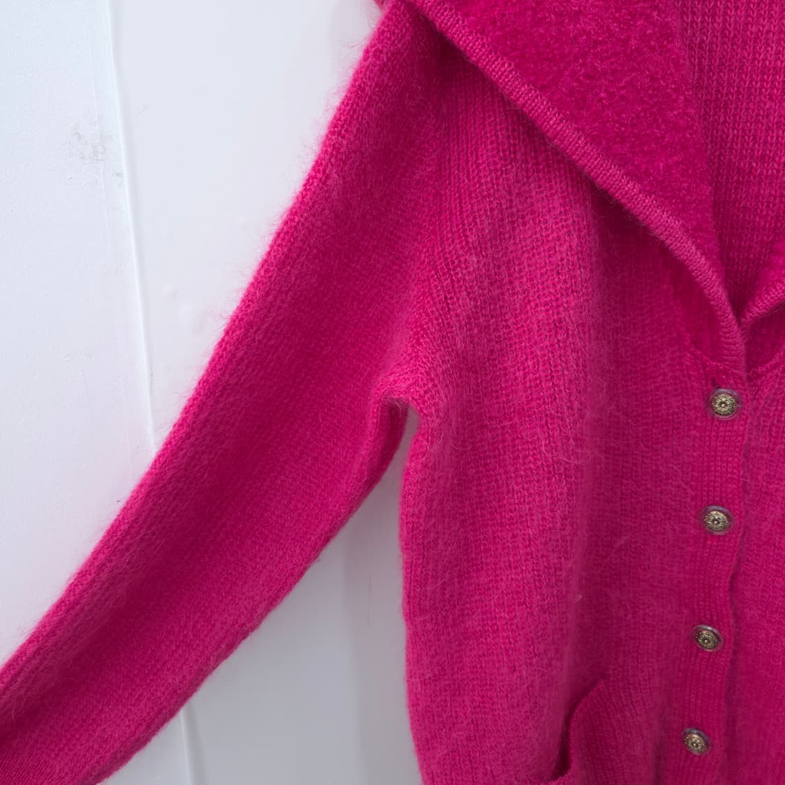 CASTEL ROMANI 핫핑크 키드모헤어 세일러카라 니트가디건 상품이미지6