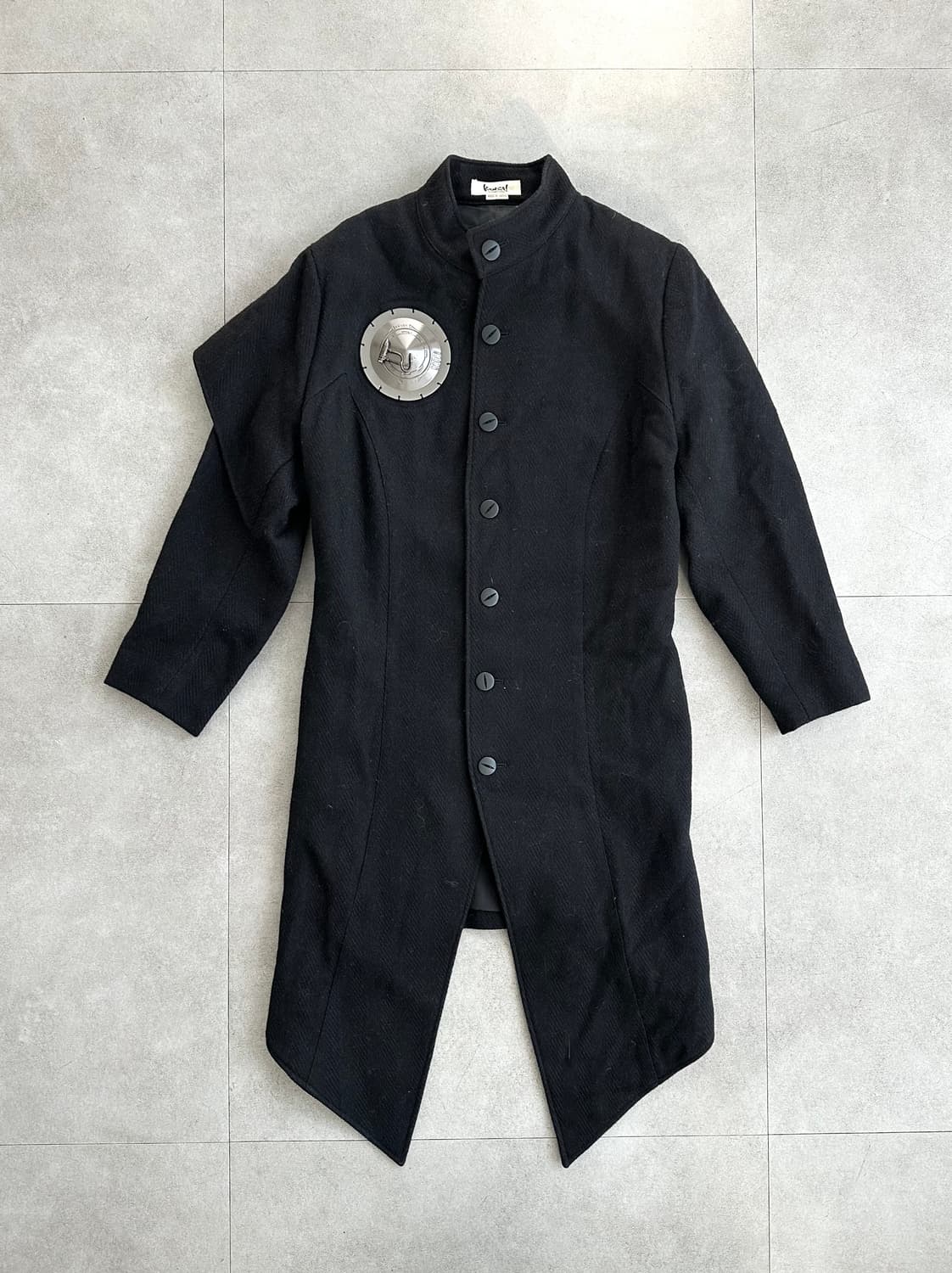 90s 칸사이 야마모토 메탈 오브제 울 코트 상품이미지1