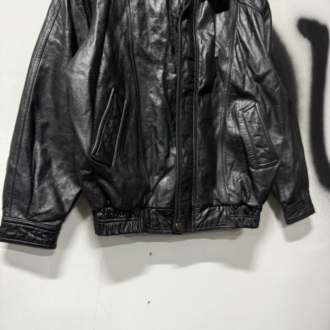 VTG 빈티지 100% 소가죽 리얼 레더 싱글 블루종 자켓 상품이미지4