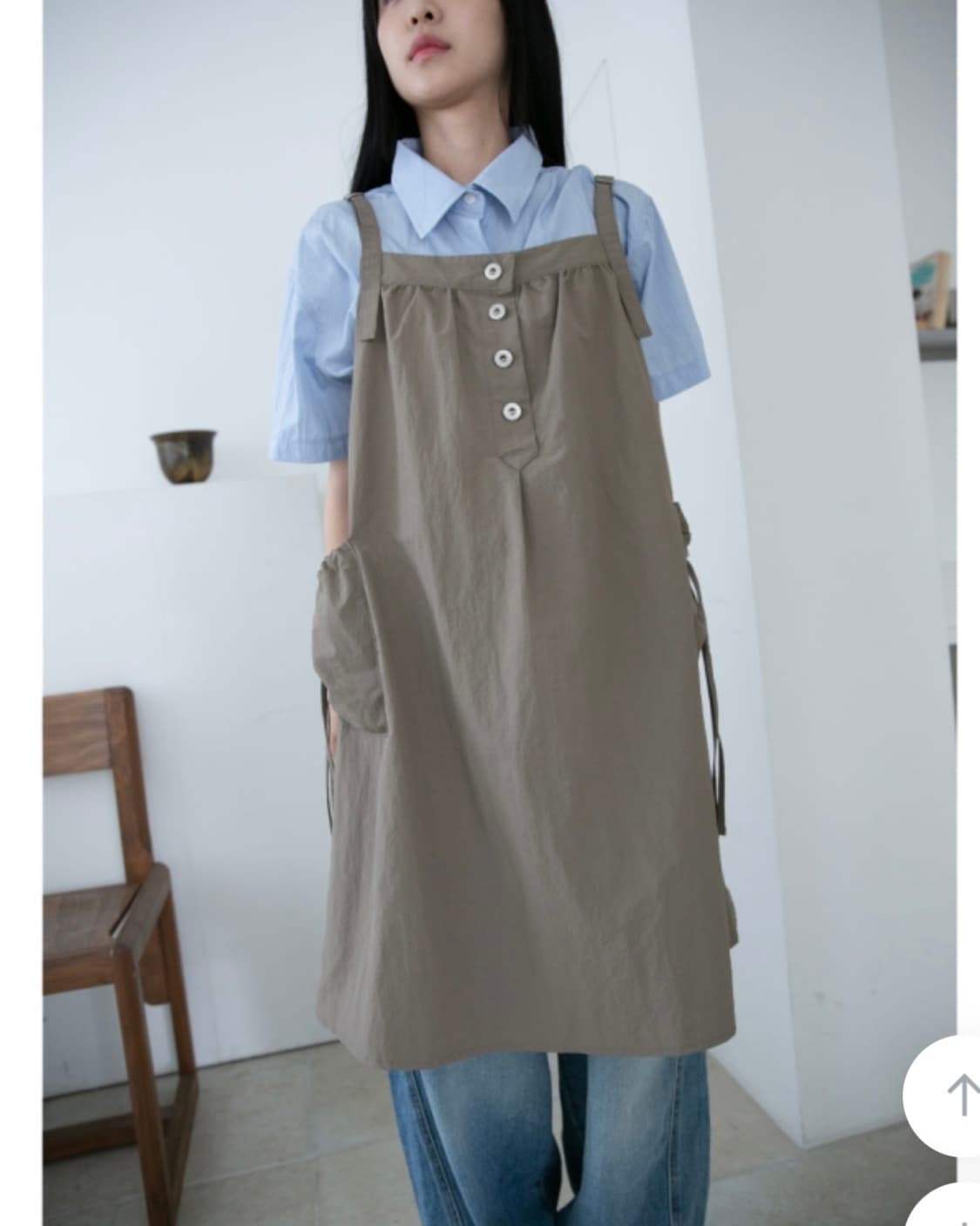 오무수히 포켓 레이어드 원피스 카키 상품이미지3