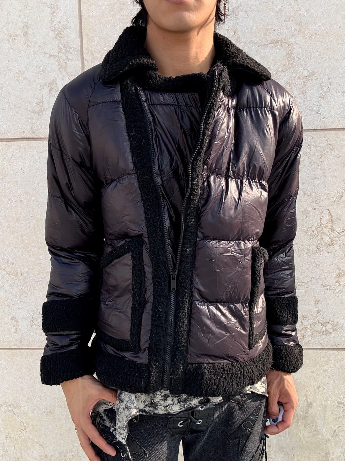 “Vintage” Y2K Mood Black Side Zipper Pad 상품이미지3