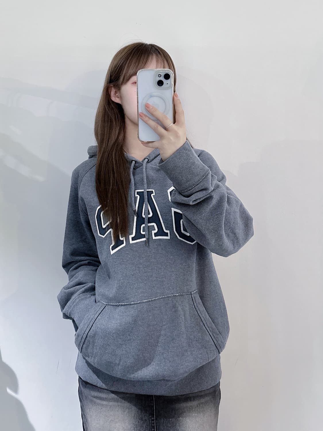 갭 그레이 빅로고 후드 상품이미지2