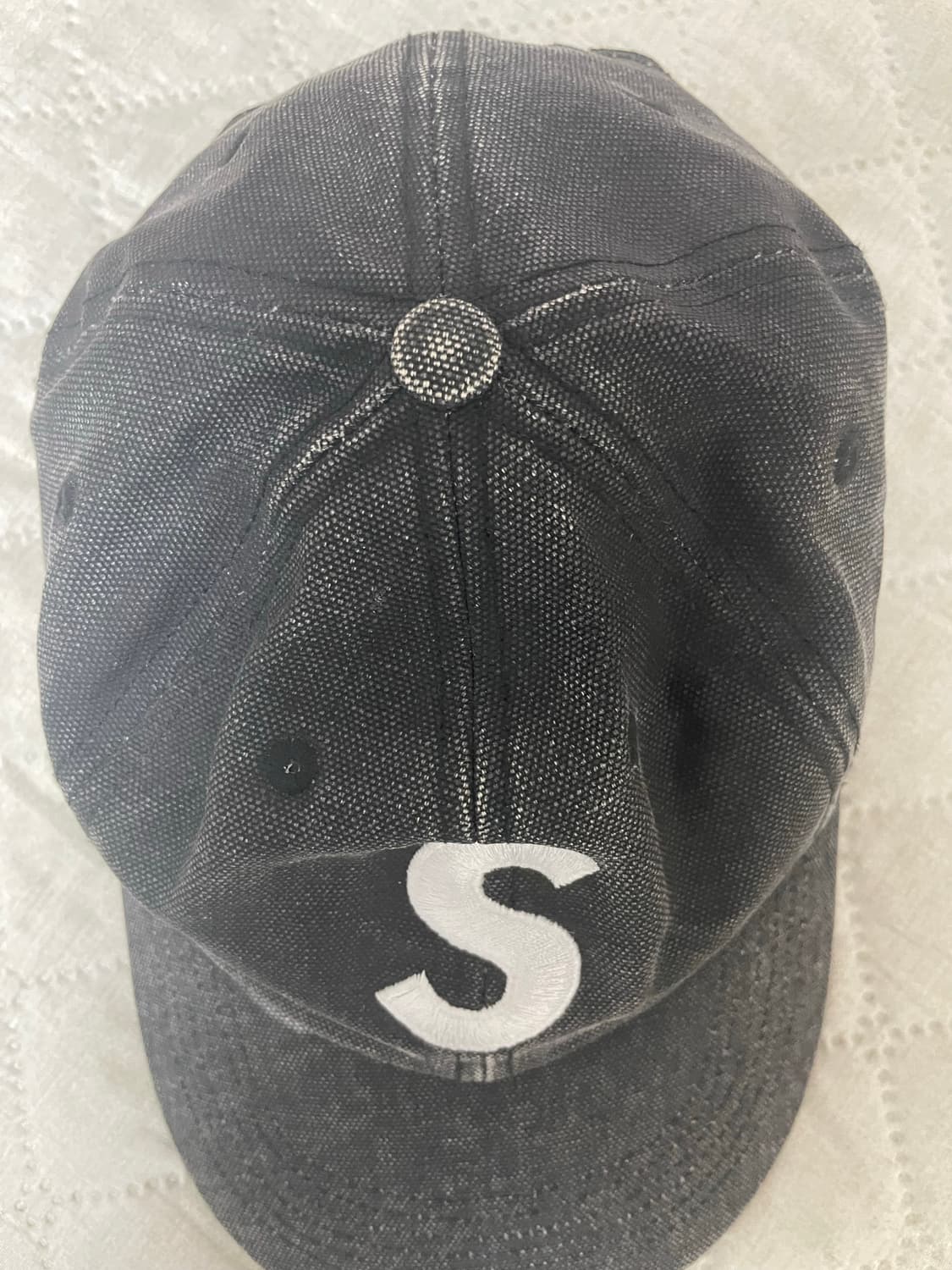 슈프림 피그먼트 캔버스 S 로고 6-패널 캡 블랙 - 23SS 상품이미지4
