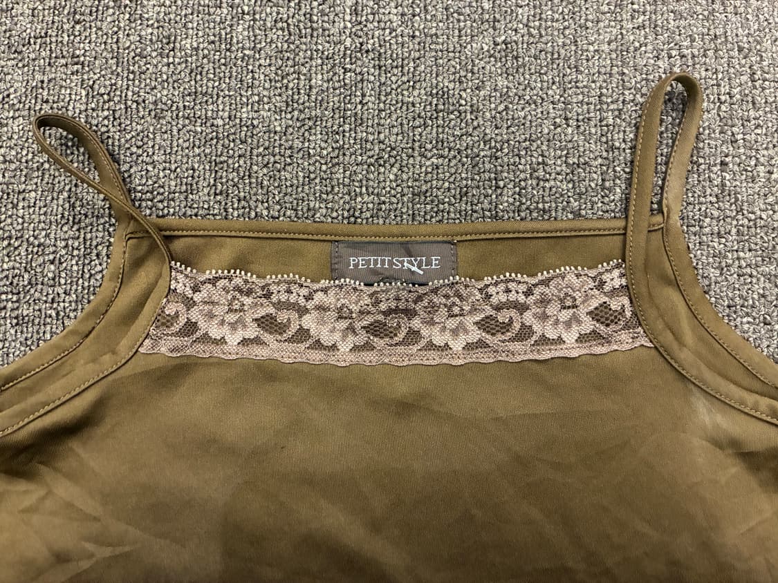 S)Japanese vintage 여성 레이스 디테일 브라운 나시 상품이미지2