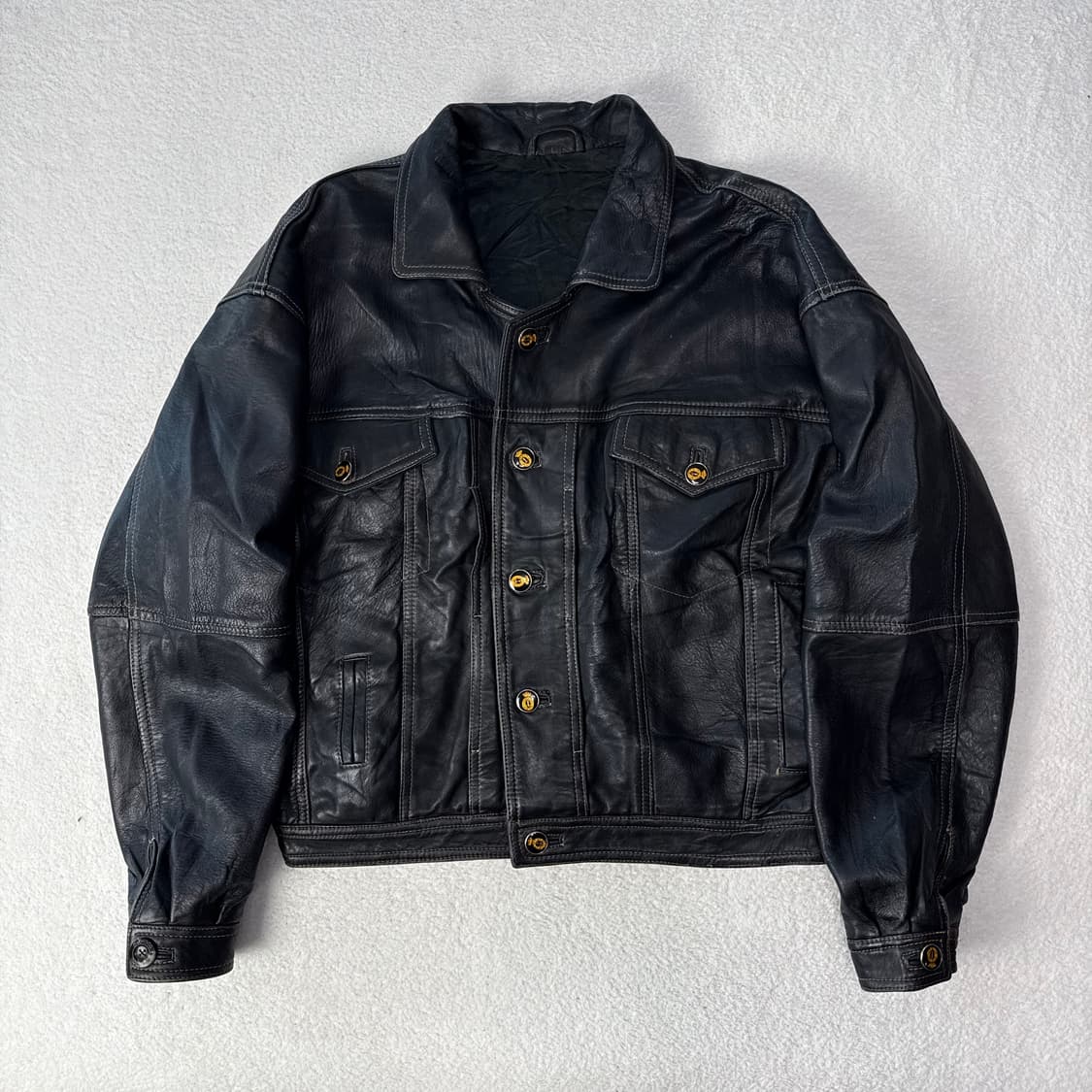 이태리 리얼 레더 트러커 자켓  상품이미지1