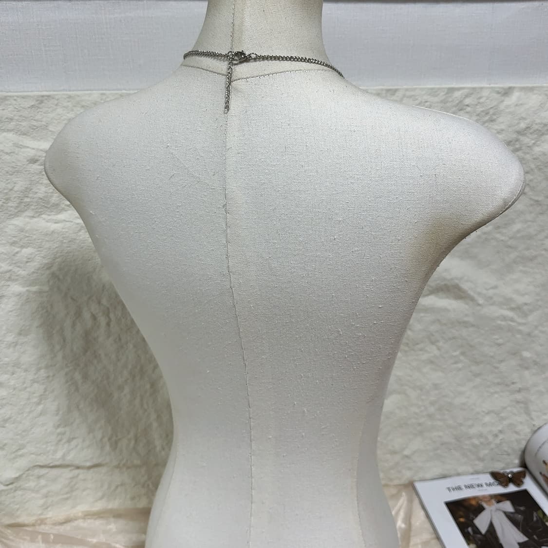 빈티지 망사 플라워 진주 리본 새 쿠바체인 목걸이 상품이미지3