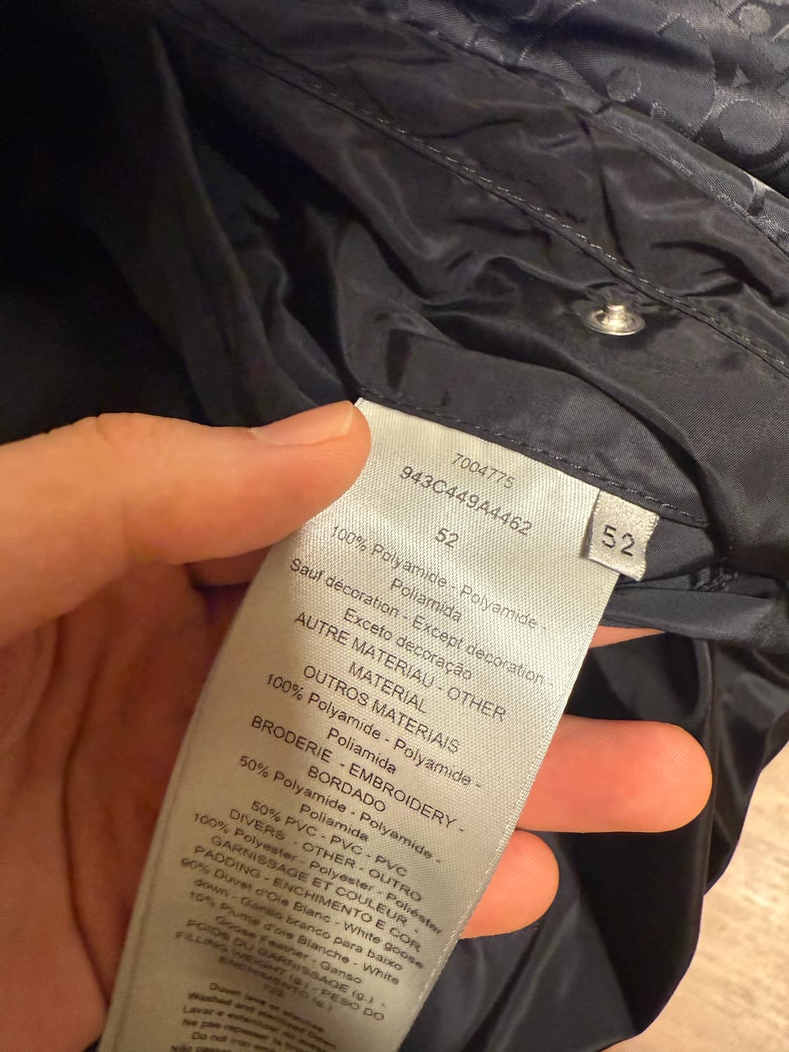 디올 오블리크 블랙 패딩 52사이즈 상품이미지9