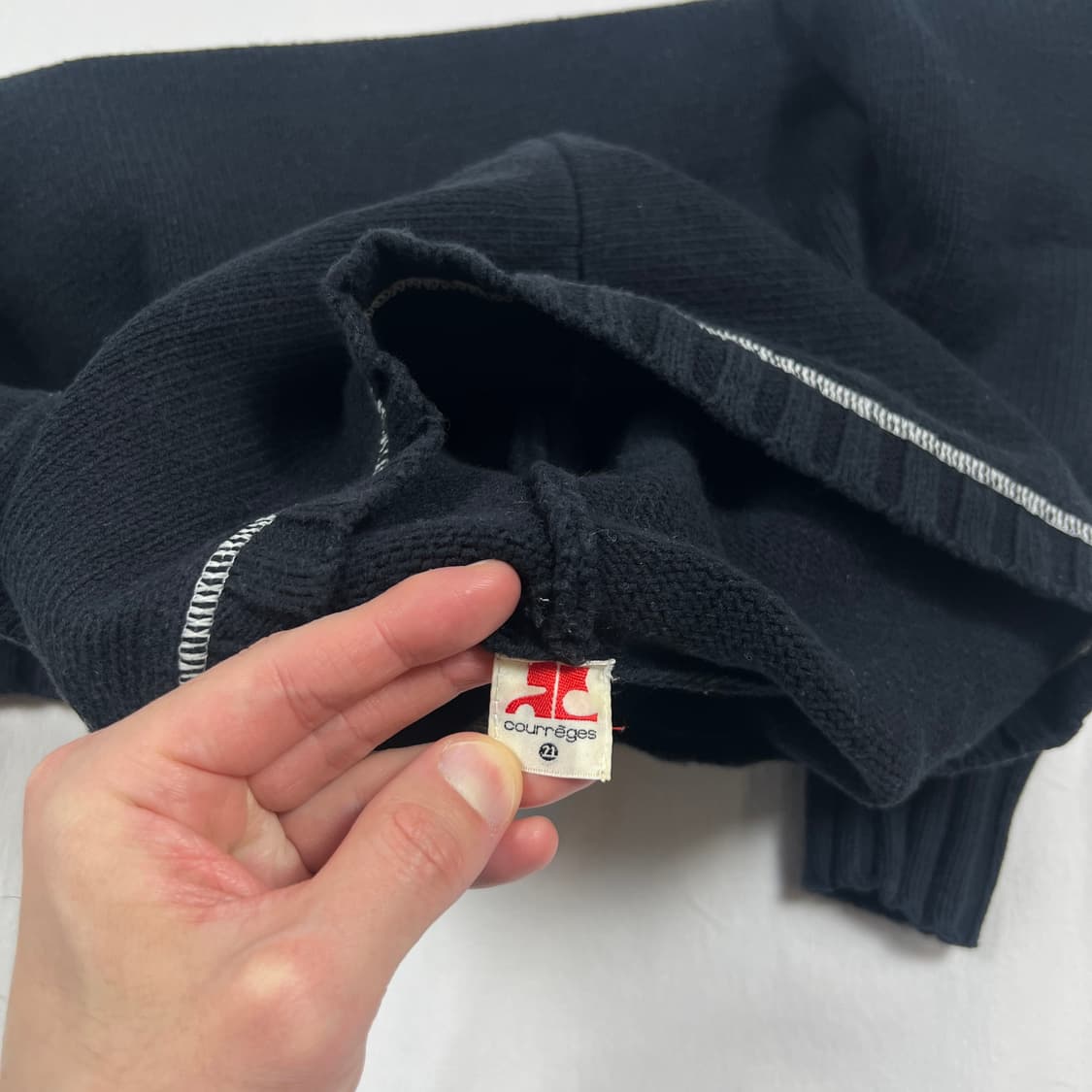 90‘s 꾸레주 courreges 로고 후드 니트 상품이미지5