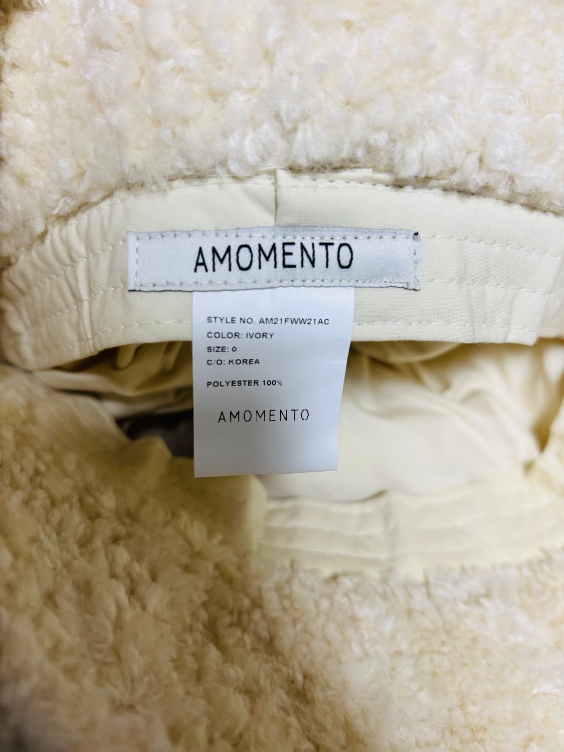 AMOMENTO 아이보리 뽀글이 버킷햇 상품이미지3