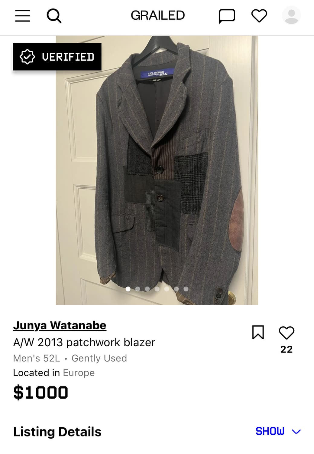 준야와타나베 축융 울 패치워크 자켓 상품이미지5