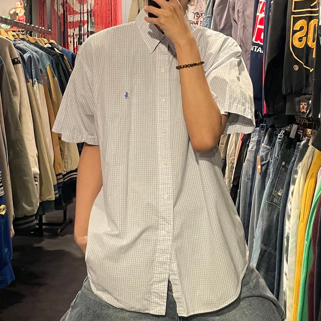 [IM] polo 폴로 체크 화이트 반팔셔츠 상품이미지1