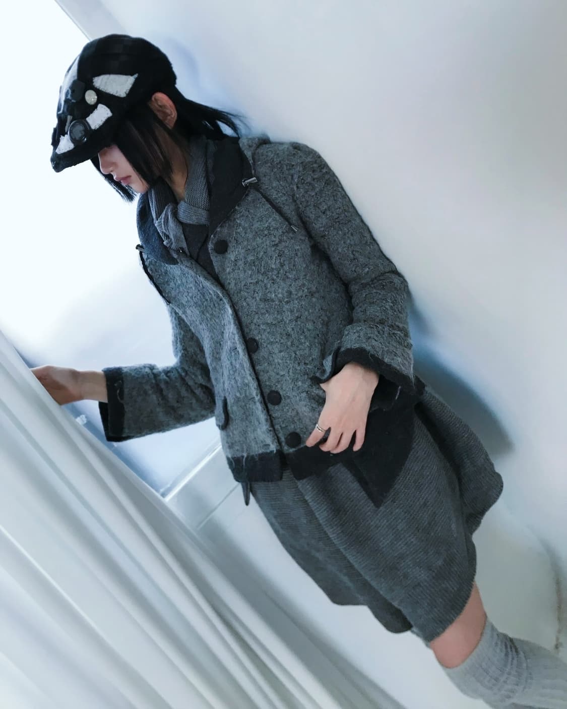 Grey boucle string wool jacket 상품이미지3