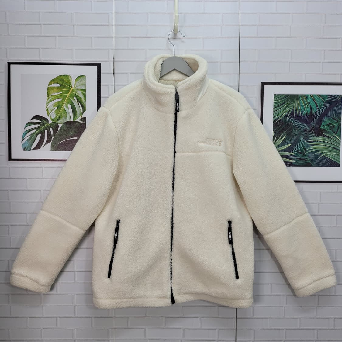 게스 뽀글이 스탠넥 플리스 집업 자켓 M 사이즈 남여공용 상태최상 상품이미지1