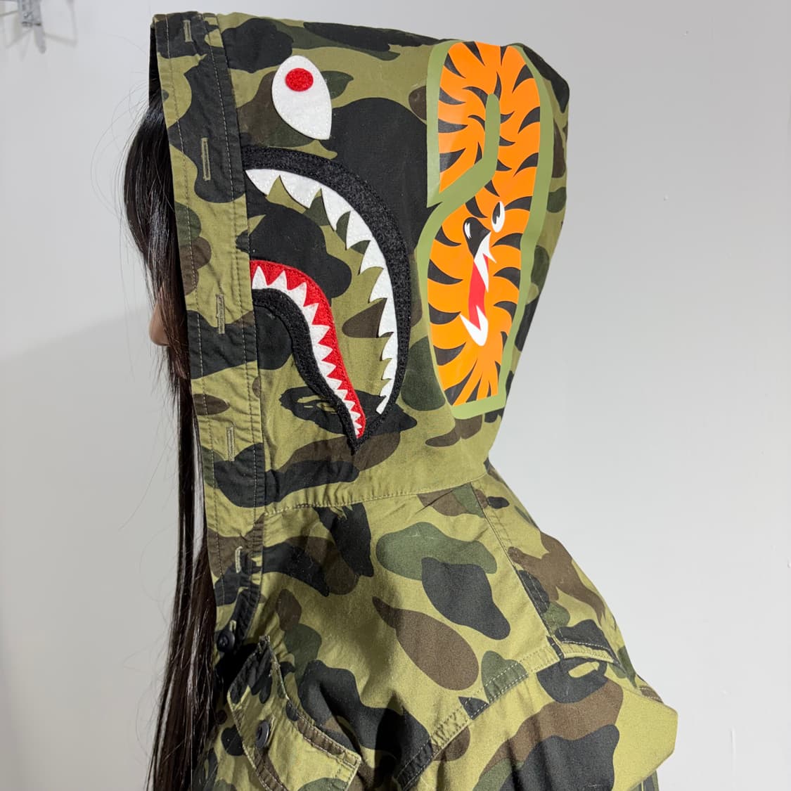 베이프 카모 샤크 후드 셔츠 자켓 상품이미지2