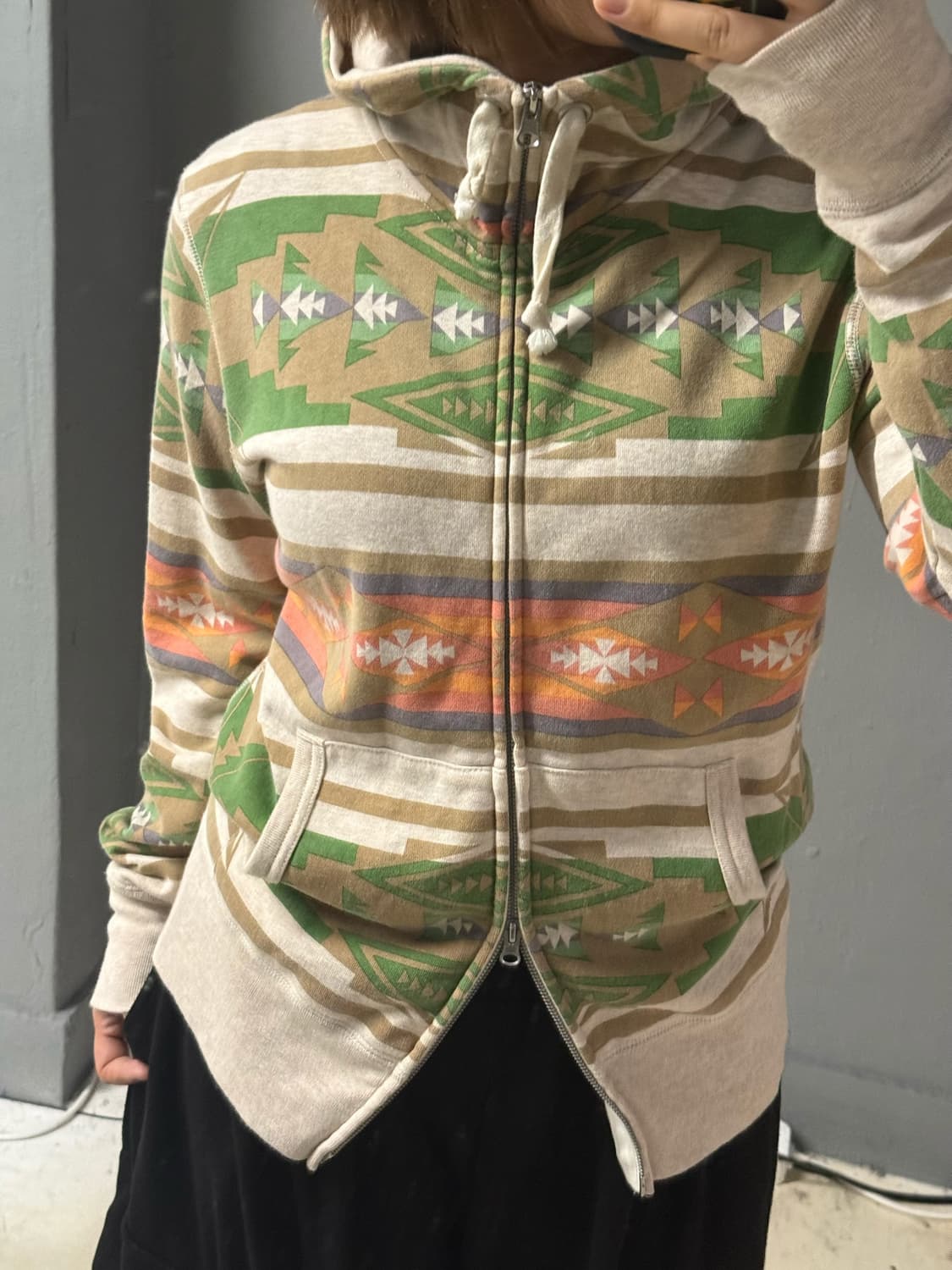 ethnic pattern 2-way hood zip-up 상품이미지2