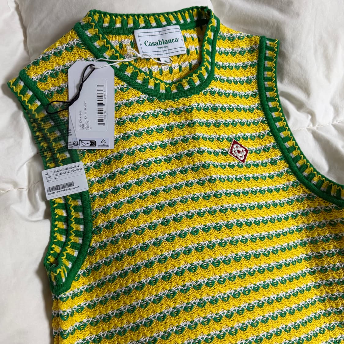 (M) 카사블랑카 지그재그 니트 조끼 베스트 그린 상품이미지2