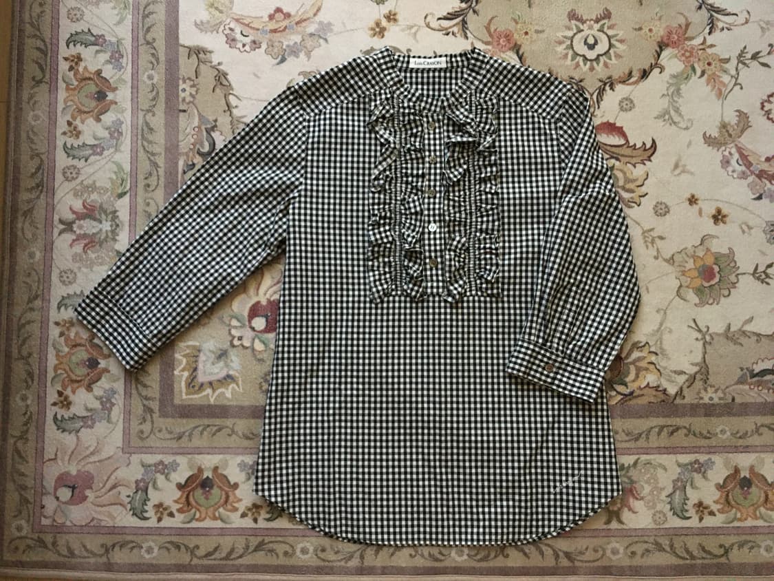 꼼데st 프릴 체크 7부 셔츠 상품이미지1