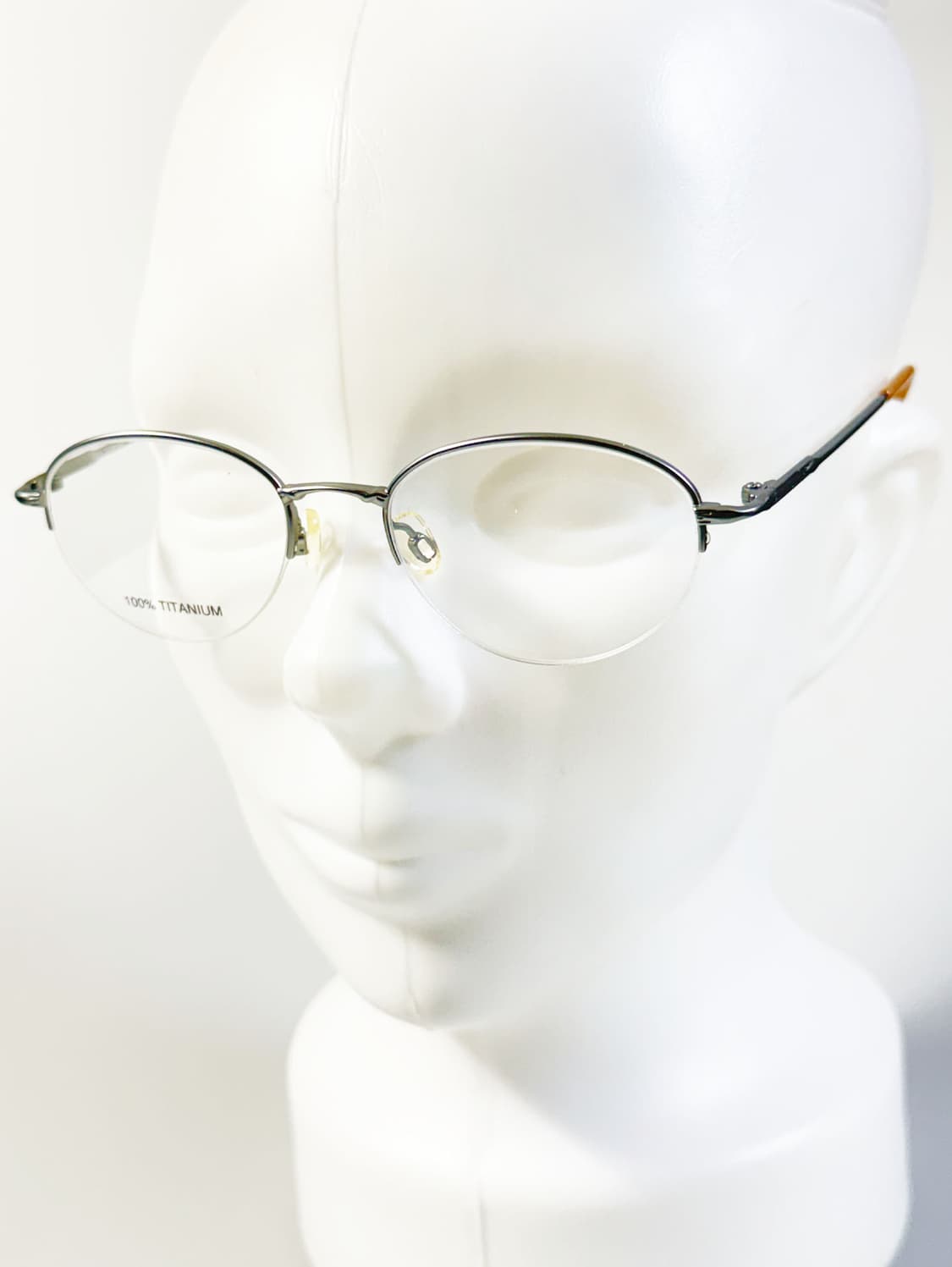 실버 티타늄 슬림 오벌 반무테 메탈 프레임 빈티지 안경 상품이미지8