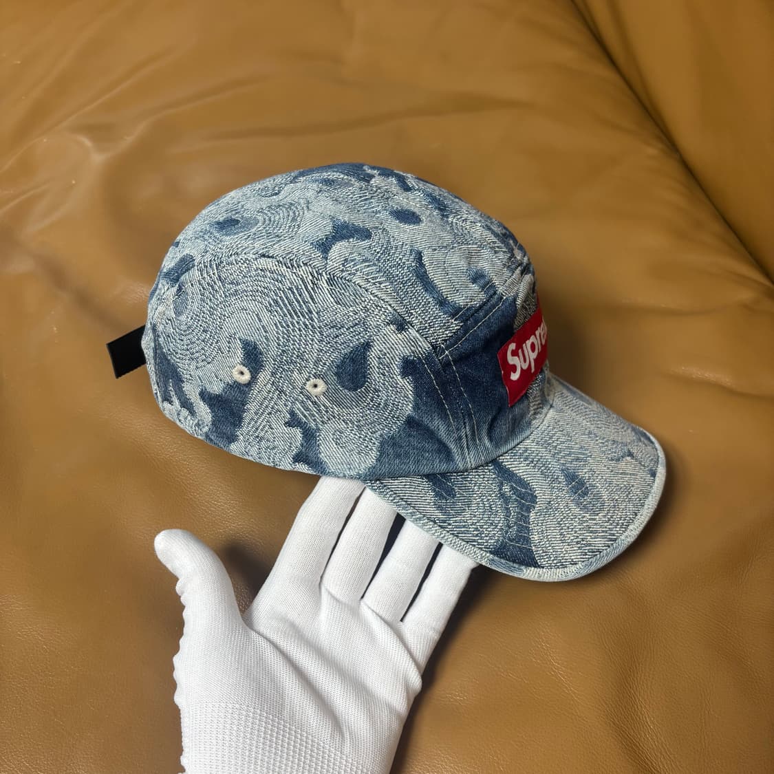 슈프림 캠프캡 모자 박스로고 플레임 워시드 데님 상품이미지3