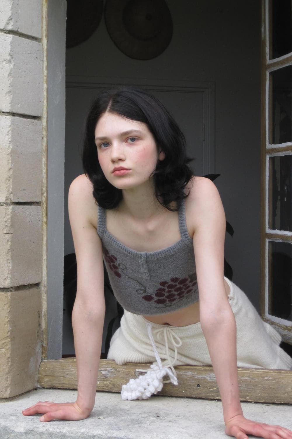 시눈 그레이프 버튼 뷔스티에 그레이 / 니트 베스트 조끼 상품이미지3