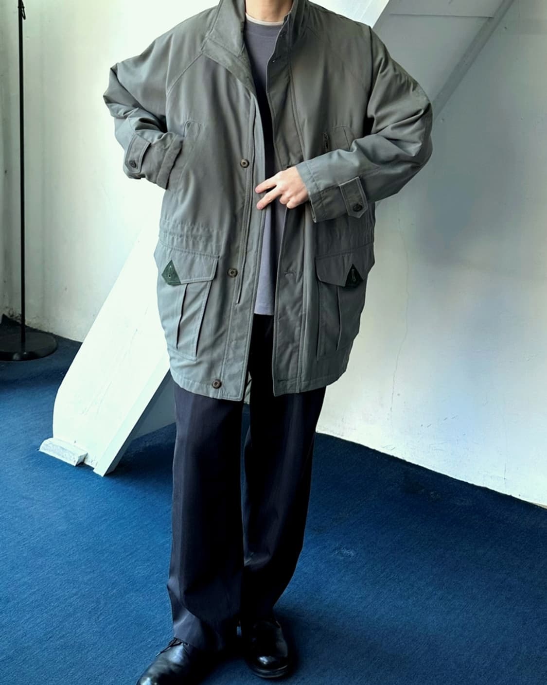 Peach skin padded mil mid coat 상품이미지7