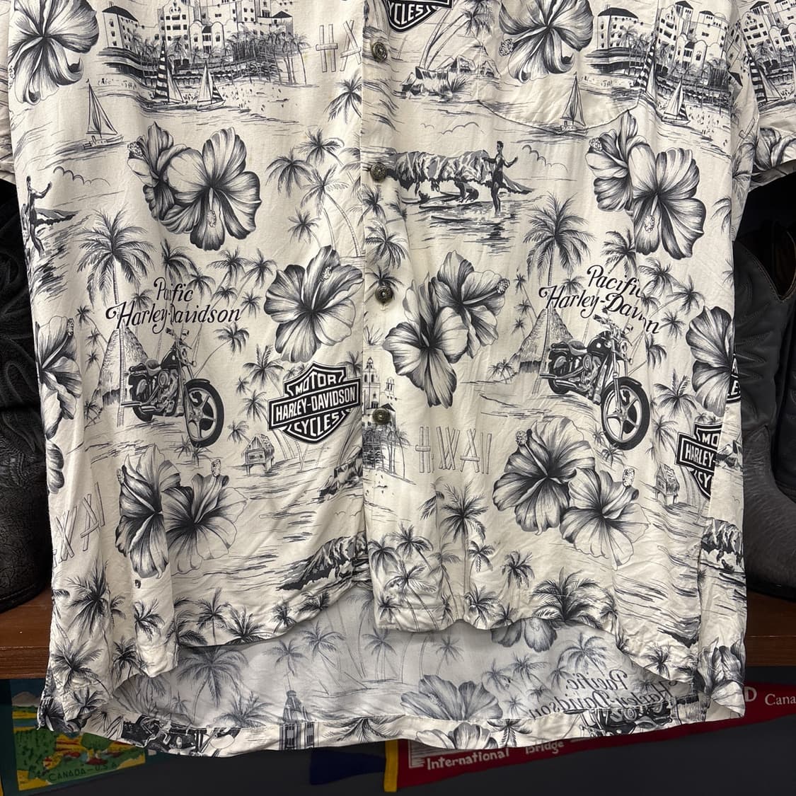 90s 할리데이비슨X토리 리차드 시그니처 패턴 하와이안 셔츠 N1065 상품이미지4