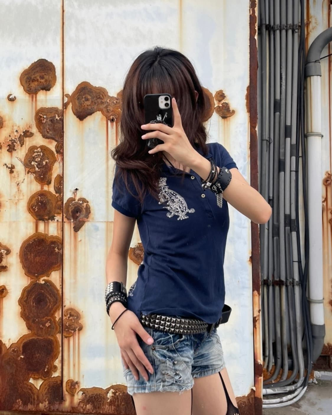 🎸네이비 백 프린팅 칼라 티셔츠🎸 상품이미지4
