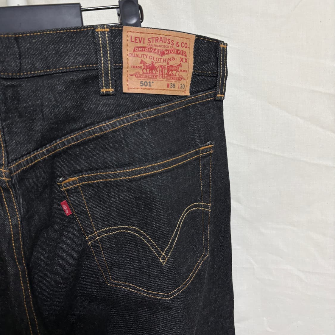 리바이스 501 스트레이트 블랙 생지 데님팬츠 / W38, L30 상품이미지7