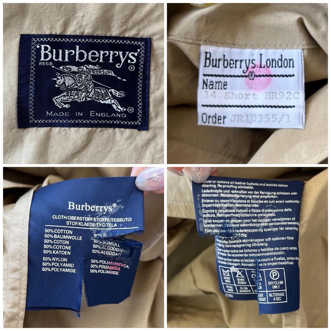 버버리 90s 오리지널 코튼/나일론 더블 트렌치 코트 상품이미지9