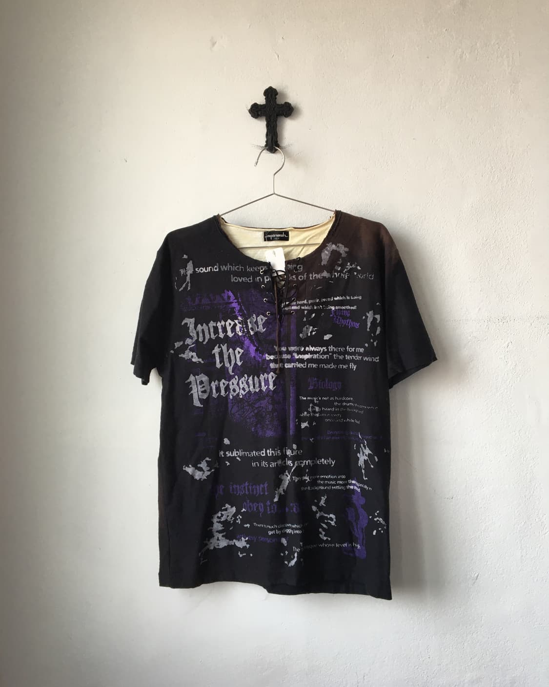 Lettering printing lace up t shirt 상품이미지2