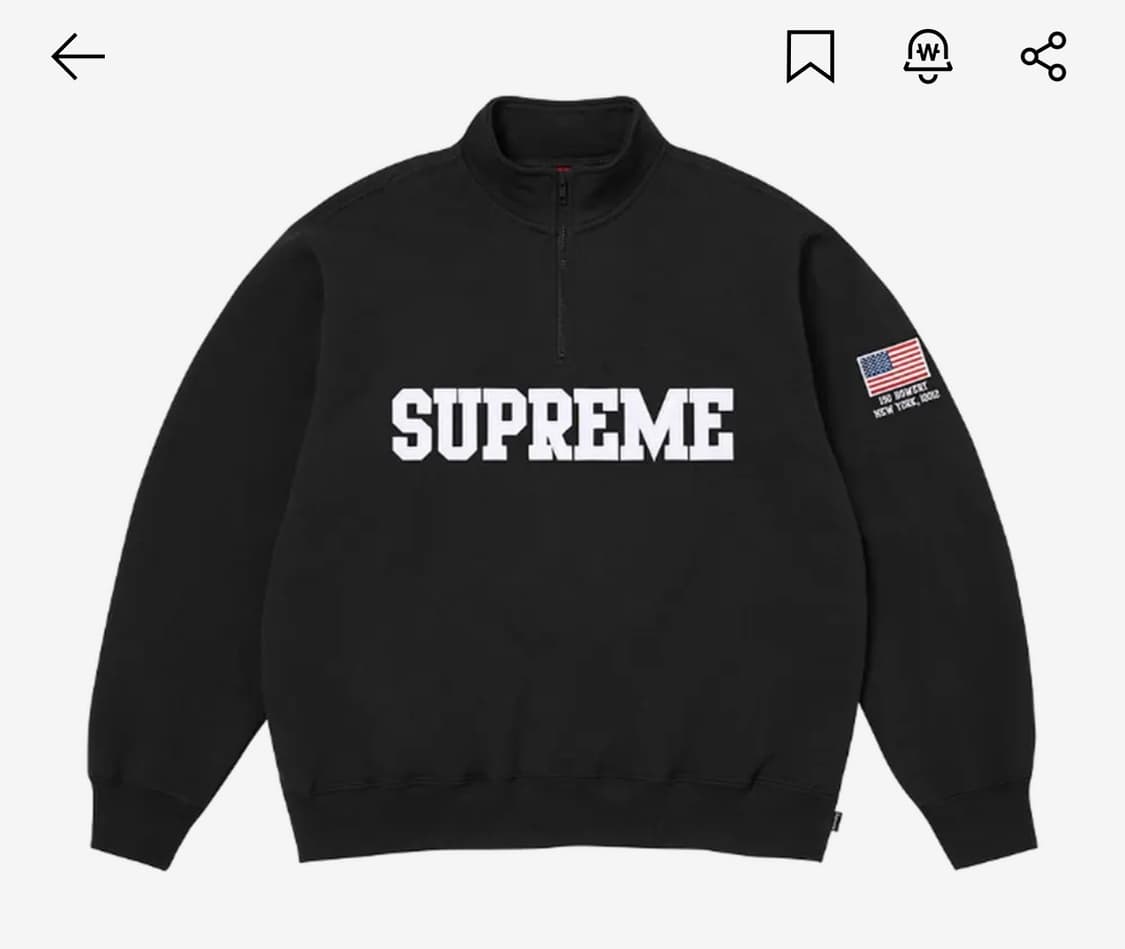 (M) 슈프림 샵 플래그 하프 집 풀오버 블랙 뉴욕 - 26SS  상품이미지1