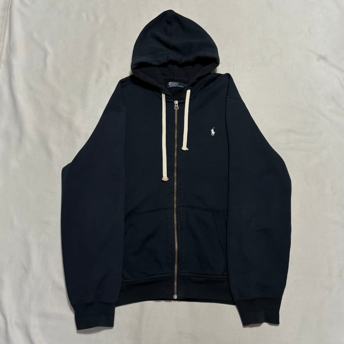2XL 폴로랄프로렌 화이트 포니 네이비 와플 후드집업 상품이미지2