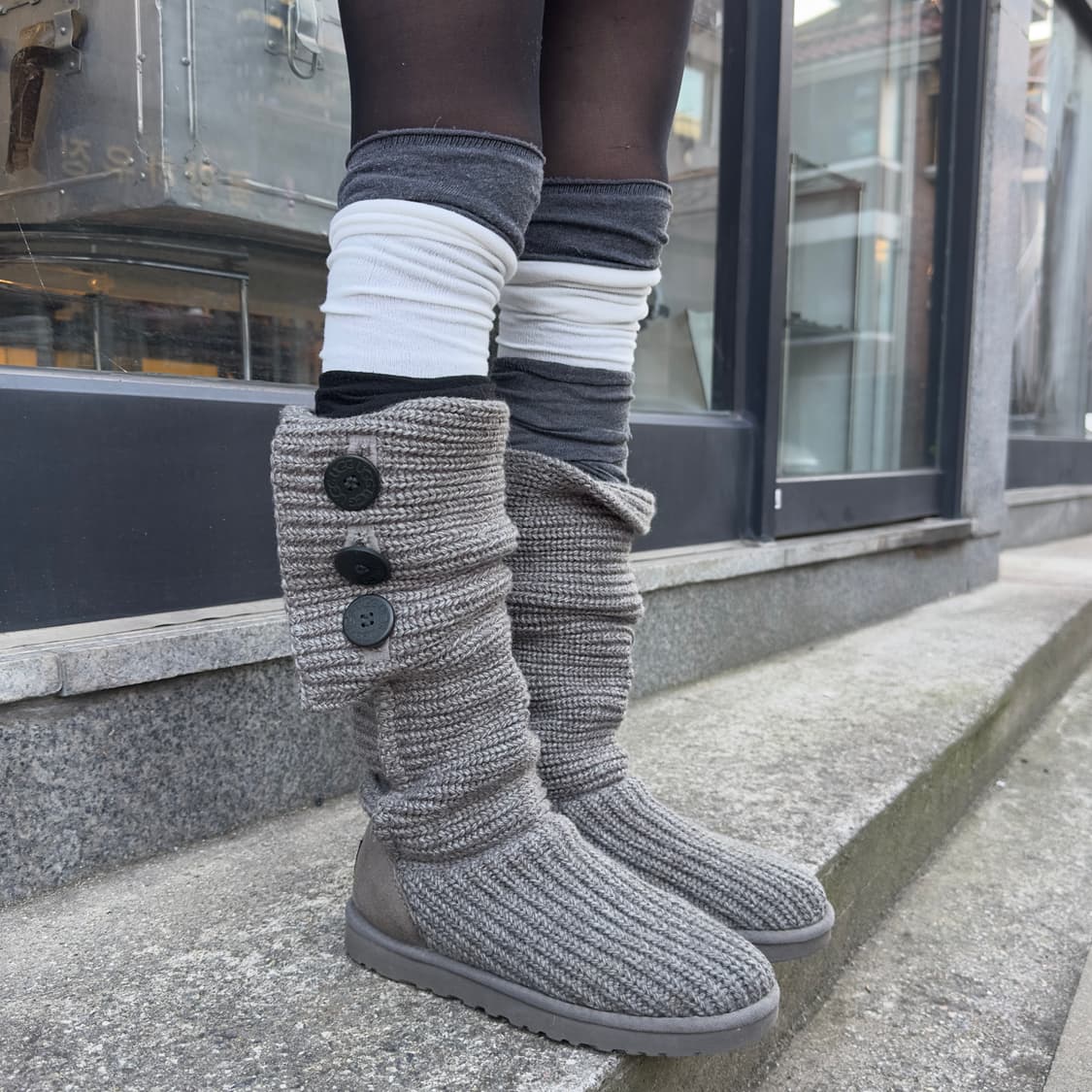 2000s Y2K 니트 카디 어그 부츠 상품이미지4