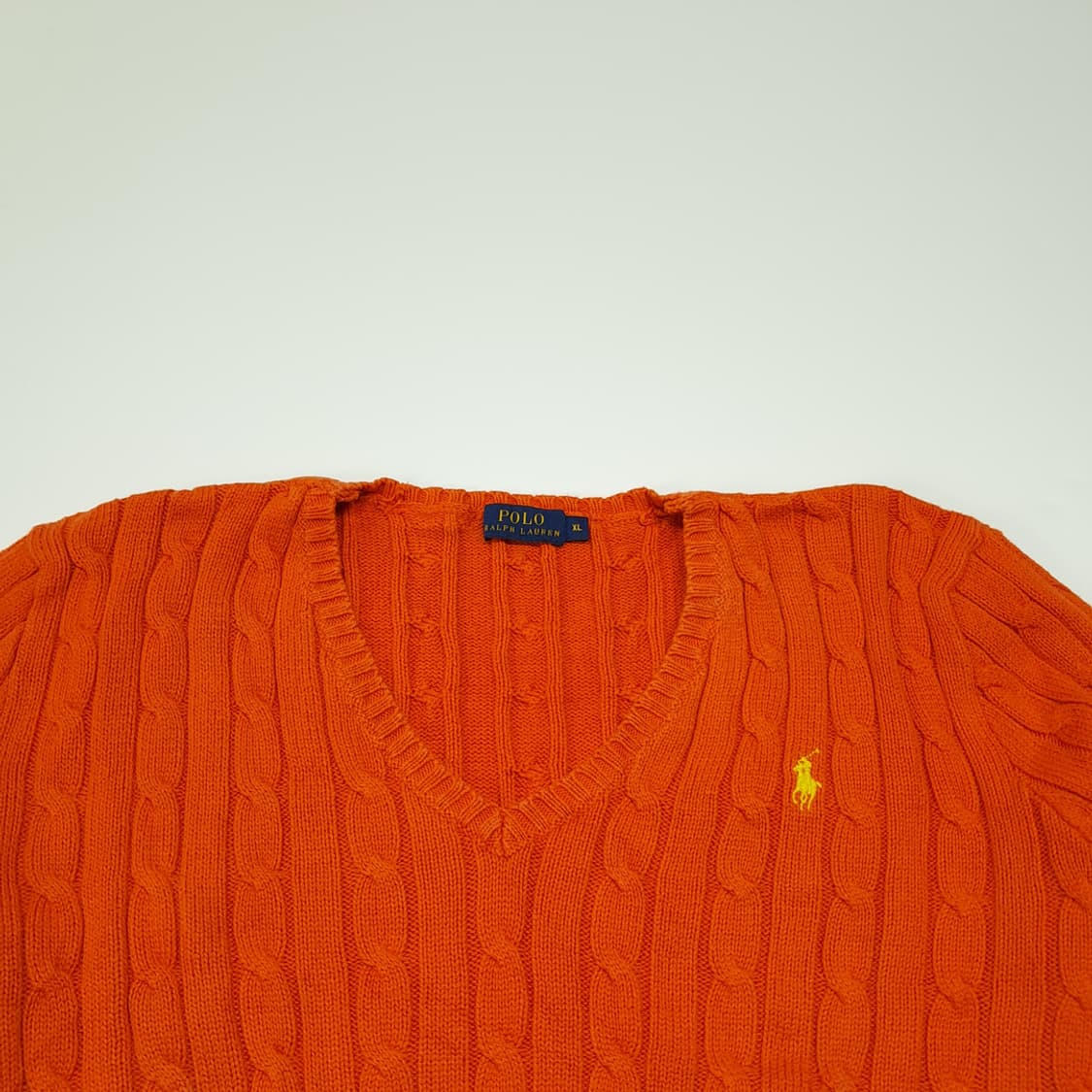 CL347 XL 폴로 00s 코튼 케이블 브이넥 오렌지 니트 스웨터 상품이미지2