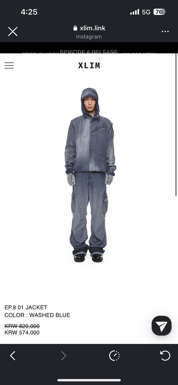 구매 xlim ep8 01 jacket washed blue M사이즈 상품이미지1