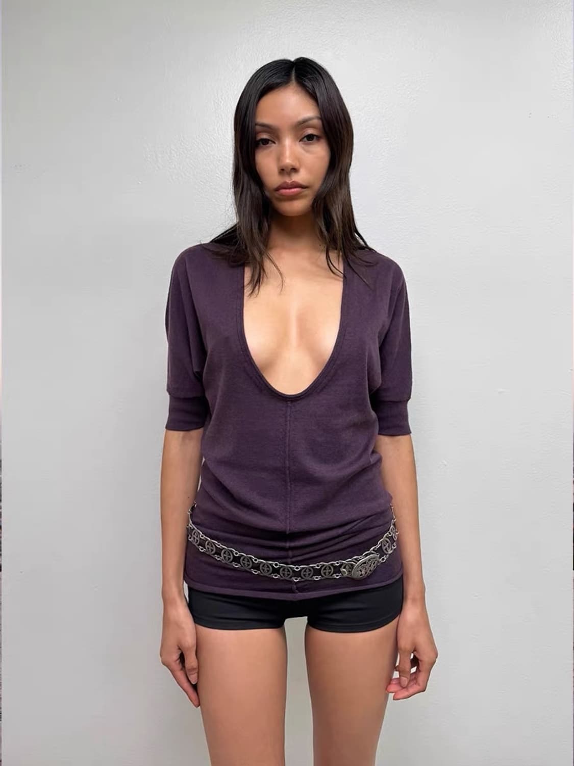 purple 드롭 니트톱 상품이미지1