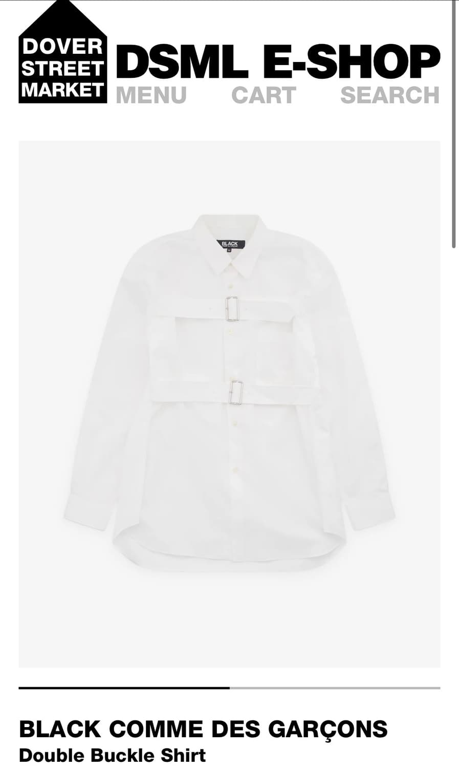 (네고가능)꼼데가르송 블랙 25FW 2버클 코튼 셔츠 (화이트 M) 상품이미지1