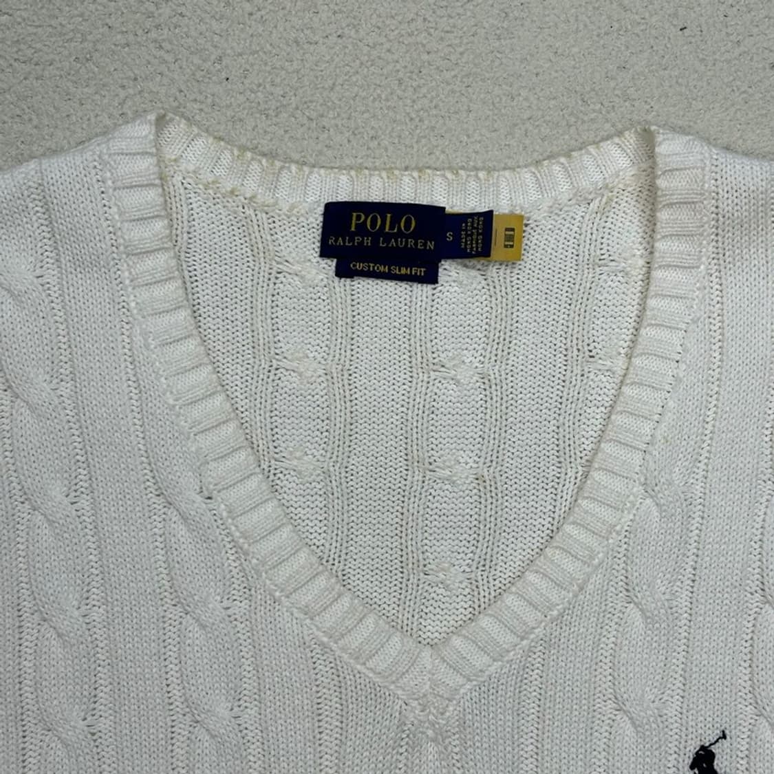RALPH LAUREN 화이트 브이넥 케이블 니트 S 상품이미지6