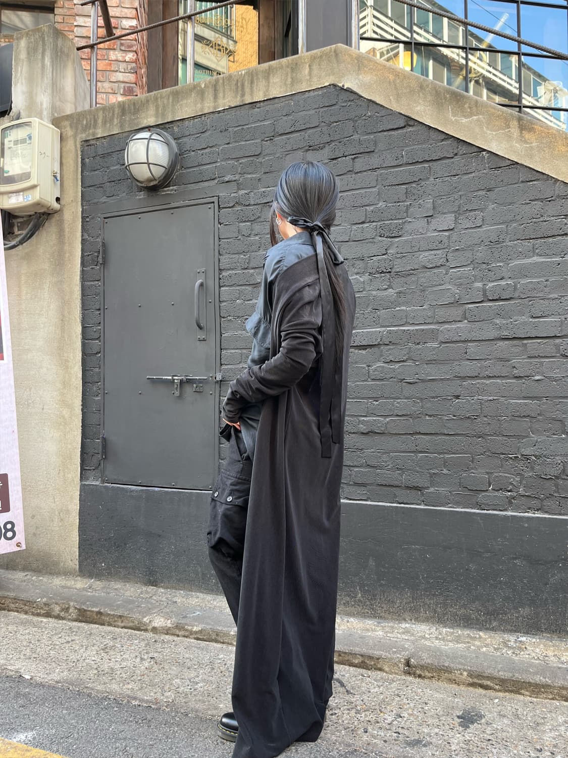 요지야마모토 누아르 올 블랙 플리츠 로브 상품이미지5
