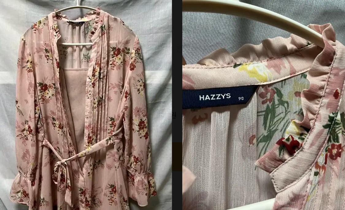 헤지스 핑크 플라워 쉬폰 미디원피스 상품이미지2