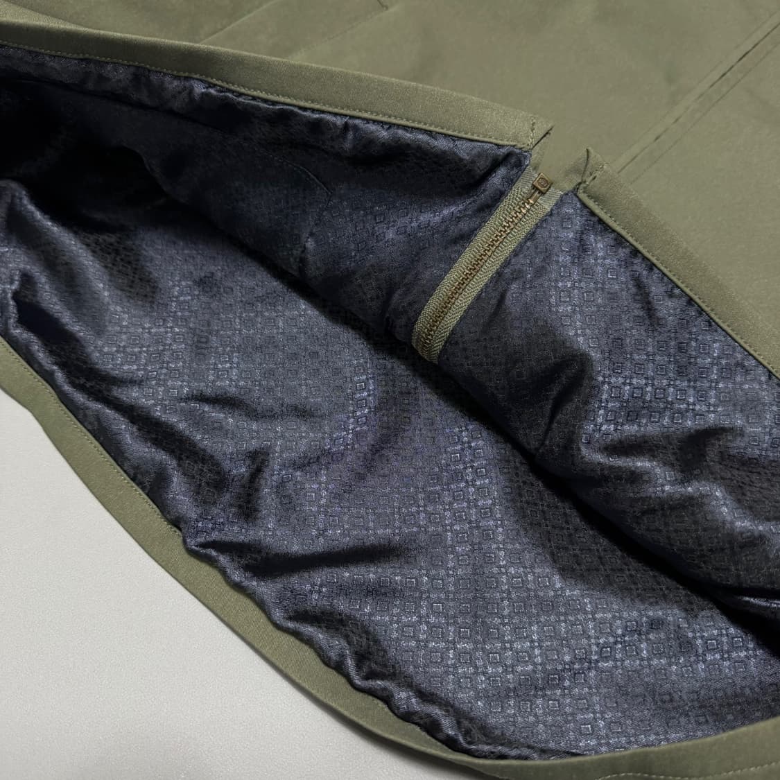 B:ming by beams 올리브 더블 집업 라이닝패턴 블루종 자켓 상품이미지5