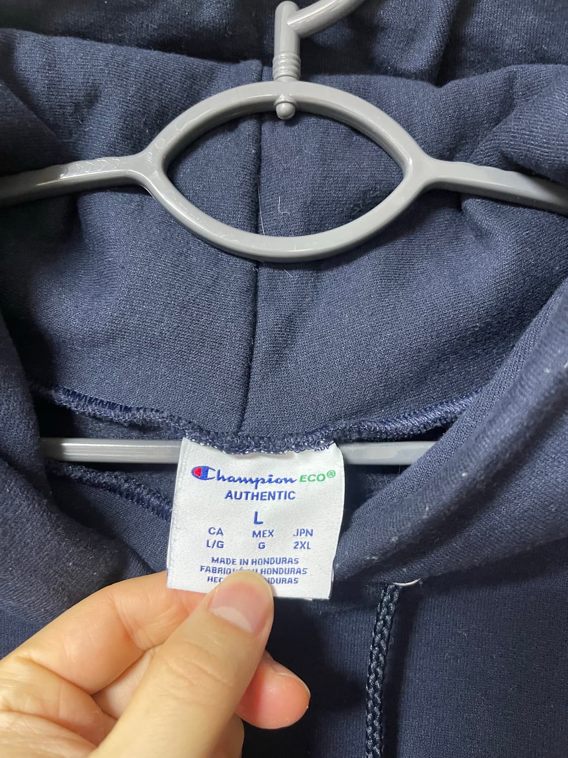 챔피온 네이비색 기모 후드티서츠 L 상품이미지3